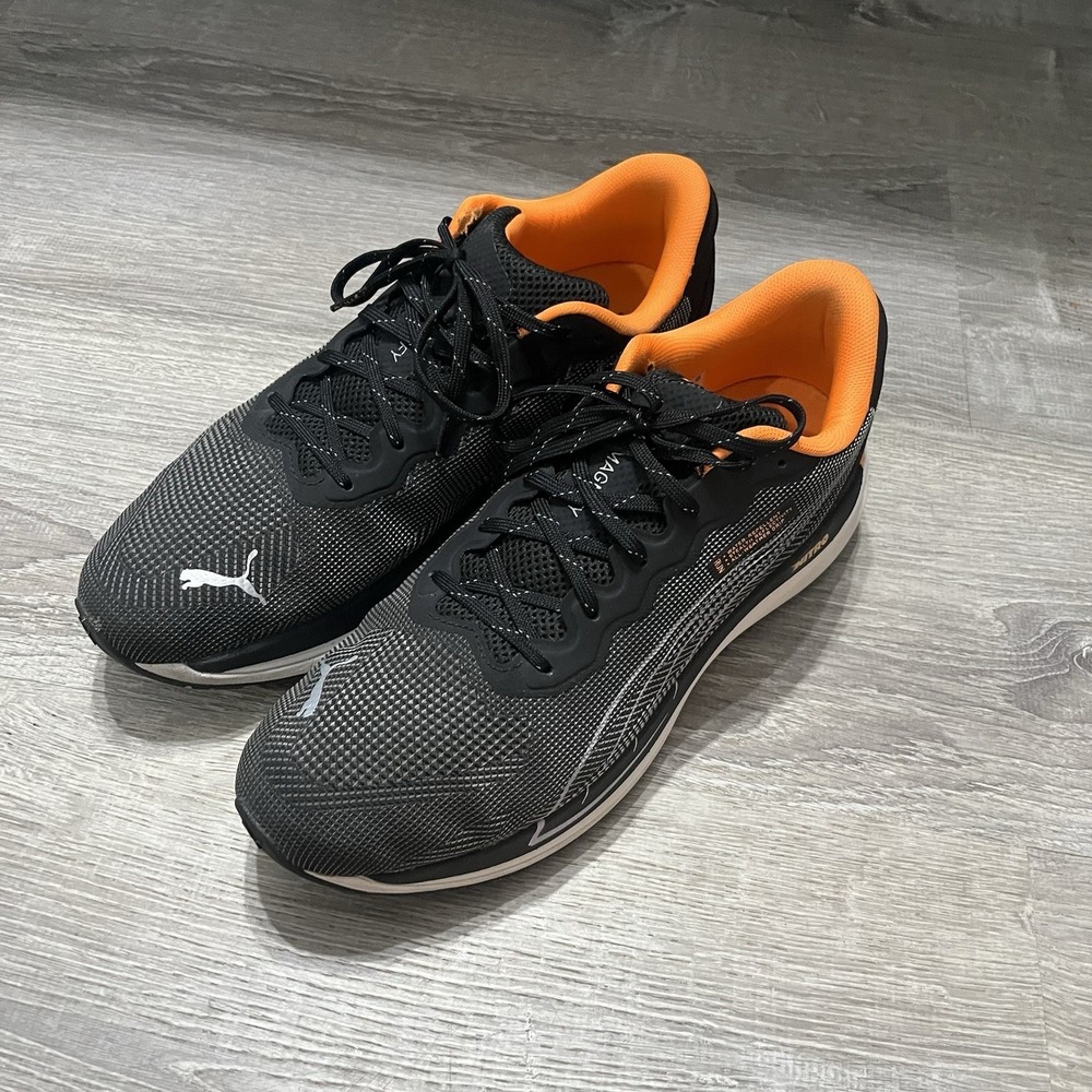 Puma Black Athletic Running Sneakers with Orange Lining